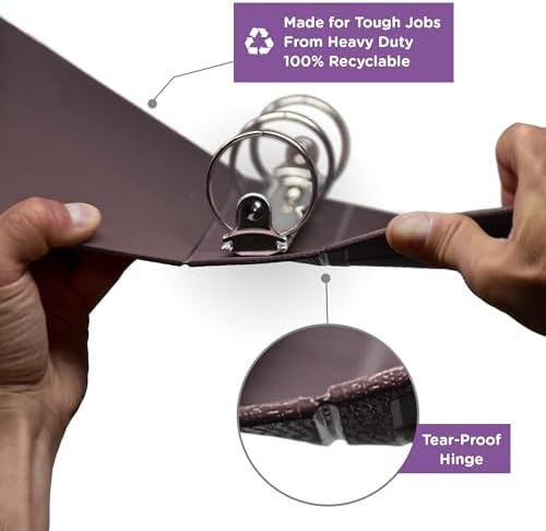 Carstens 4-Inch Heavy Duty 3-Ring Binder - Side Opening, Plum, Durable Plastic, No-Gap Rings, Waterproof Cover, No Pockets, Holds 600 Letter Sheets, BPA-Free Made in USA (1841-3R), Case of 10 - Image 5