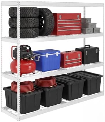 SafeRacks Steel Garage Shelving Rack, 500lb/Shelf, White (24x92x84) by SafeRacks