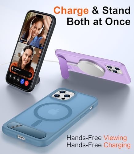 Temdan Magnetic Compatible with iPhone 12 Pro Max Case, [Built-in Invisible Kickstand][Compatible with MagSafe][Military Grade Shockproof] Slim Translucent Matte Phone Case for iPhone 12 Pro Max 6.7" - Image 2