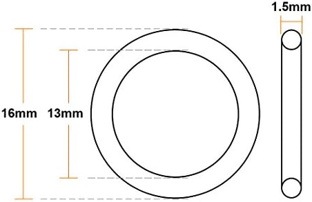 uxcell Fluorine Rubber O-Rings 16mm OD 13mm ID 1.5mm Width, Metric FKM Sealing Gasket, Pack of 20 - Image 3