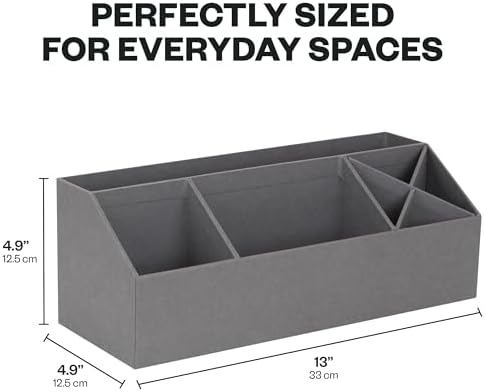 Bigso Elisa Desktop Organizer - Durable Office Desk Organizer with 7 Compartments for Office Supplies and Accessories - 13.1 in x 4.9 in x 4.9 in - Grey - Image 4