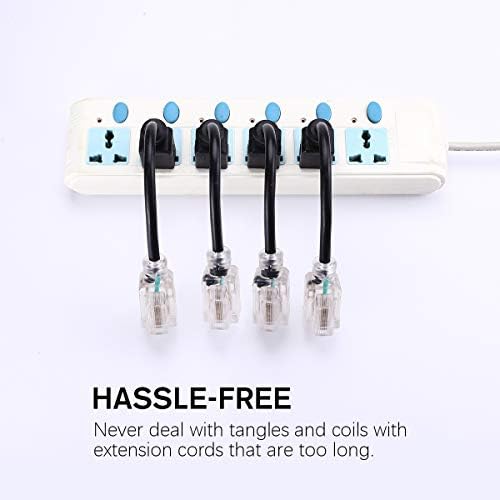 Miady Short Power Extension Cord Outlet Saver, Female Plug with Lighted End 16AWG/13A, 3 Prong (4 Pack, Black, 8 Inch) - Image 4