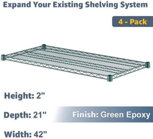 21" x 42" Wire Shelving Replacement Shelf 4 Pack for Retail Displays, Stock Rooms, and Storage, NSF - Image 2