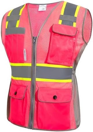 HYCOPROT Safety Vest for Women Mesh Reflective Lady High Visibility Construction Work Vest Meets ANSI/ISEA Standards by HYCOPROT
