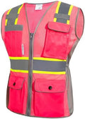 HYCOPROT Safety Vest for Women Mesh Reflective Lady High Visibility Construction Work Vest Meets ANSI/ISEA Standards by HYCOPROT
