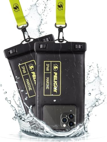 Pelican 2 Pack Marine Waterproof Phone Pouch (Regular) -Black/Hi-Vis Yellow by Pelican