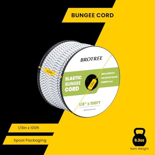 Brotree Bungee Cords 1/8" x 100ft Elastic Shock Cord 100% Stretch Cord - Image 2