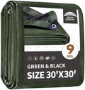 RAINDEWAY Large Tarp 30x30 Feet,9Mil Green/Black Tarps Cover Waterproof by RAINDEWAY