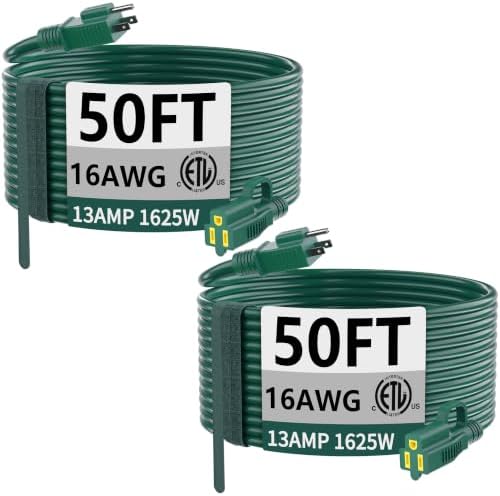 HUANCHAIN Indoor Outdoor Green Extension Cord 50 ft 2pcs Waterproof by huanchain