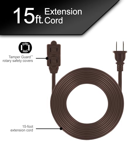 GE 3-Outlet Extension Cord with Multiple Outlets 15 Ft Power Strip 2 Prong - Image 2