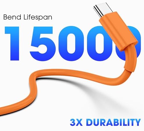 FEEL2NICE iPhone 17 Pro Max Orange USB C to USB C Cable, 3-Pack 6FT - Image 4