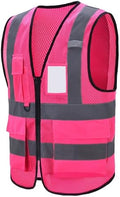 High Vis Safety Vest Reflective Strips, Multi-Pocket Design, Available in Yellow,Orange,black,Pink,blue,Red,purple by Unknown