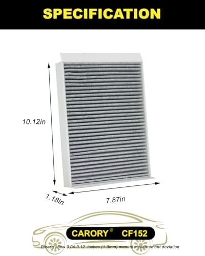CARORY Cabin Air Filter w/Activated Carbon for Ford Mustang 2015 2016 2017 2018 2019 2020 2021 2022 2023 2024 2025 2026, FR3Z-19N619-A, CF12152, FP-78, CF152 - Image 2