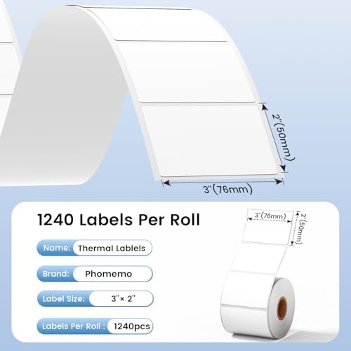 Phomemo 3x2 Thermal Labels for Shipping Label Printer 1240/Roll Waterproof - Image 4