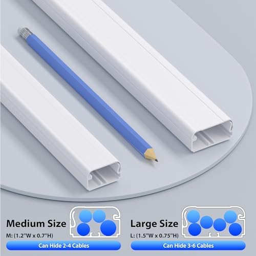 ZhiYo 63in Beige Cord Hider Wall, Large Size Fits 2-4 Cords, 1.2inW 0.7inH - Image 6
