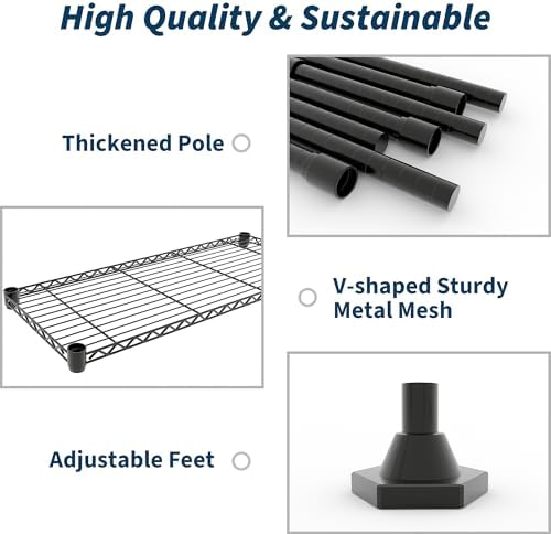 5-Tier Metal Storage Shelves, 70" H Heavy Duty Wire Shelving Unit - Image 5