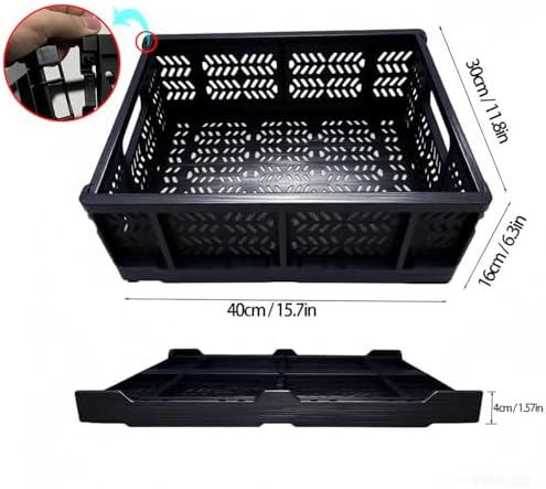 4-Pack 20L Foldable Storage Crates, Heavy Duty Plastic Milk Crates for Storage, Multi-Purpose Collapsible Basket with Handle Suitable for home, office storage, Halloween, Christmas party, Black - Image 5