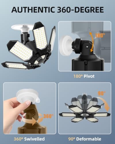 Adiding Rotatable LED Garage Light 2 Pack, Brighter Basement Ceiling Lights - Image 4