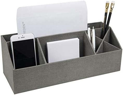 Bigso Elisa Desktop Organizer - Durable Office Desk Organizer with 7 Compartments for Office Supplies and Accessories - 13.1 in x 4.9 in x 4.9 in - Canvas Gray - Image 4