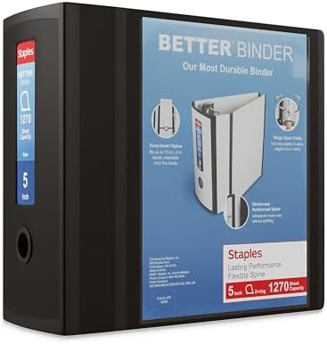 Staples Better Binder, 5 Inch Extra-Capacity D-Ring, Black, 2-Pack by Staples