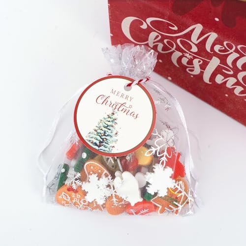 G2PLUS 100Pcs Christmas Tags for Gift, 2'' Round Merry Christmas Tree Paper Gift Tags with String for DIY Crafts, Prensent Wrapping, Xmas Holiday Party Favors - Image 6