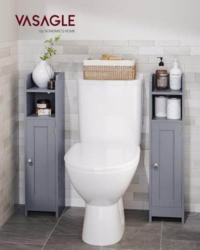 VASAGLE Small Storage Corner Floor Cabinet with Door, Dove Gray - Image 2