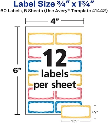 Avery Durable Labels for Kids' Gear, 3/4" x 1-3/4", Assorted Border Colors, Water-Resistant Labels, 60 Count (41442), (Pack of 2) - Image 4