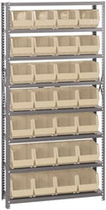 Quantum Storage Systems QSBU-239IV Giant Open Hopper Steel Shelving System, 12" D x 36" W x 75" H, with 8 Shelves and 28 QUS239 Bins, Ivory by QuantumStorageSystems