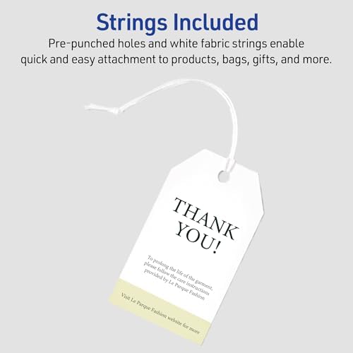 Avery Blank Printable Tags, Sure Feed Technology, 2" x 3.5", White, 96 Customizable Tags with String, Great for Branding, Gift Tags, Price Tags, and More (22802) - Image 3