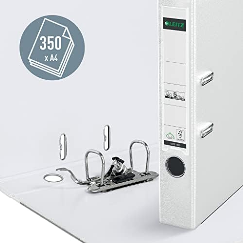 Leitz Quality Folder 180° Plastic, Pack of 20, the Original, DIN A4 Lever Arch File 5.2 cm, Slim, Plastic Folder with PP Laminated Cover, with 180° Mechanism, White, 10155001 - Image 3