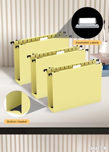 SHUTEX Plastic Hanging File Folder, 12 Pack, Letter Size, Cream Yellow - Image 5
