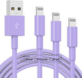 3 Pack Apple MFi Certified Charger Cable 6Ft, Lightning to USB Cable Cord 6 Foot, 2.4A Fast Charging,Apple Phone 6 Feet Long Chargers for iPhone 14/13/12/11/X/XS/XR/SE/8/7/6/5 Plus Pro Max Mini Purple by TUMABER