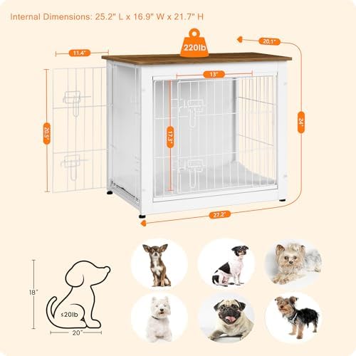 DWANTON 27" Dog Crate Furniture, Dog Kennel Indoor, with Waterproof Cushion - Image 3