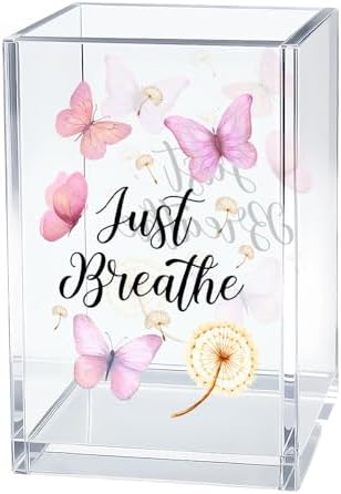 Just Breathe Acrylic Makeup Brush Holder Pen Holder Desk Organizer by Unknown