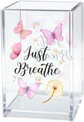 Just Breathe Acrylic Makeup Brush Holder Pen Holder Desk Organizer by Unknown