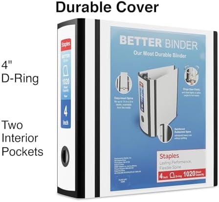 Staples Better 4-Inch 3-Ring View Binder, White, 2-Pack - Image 2