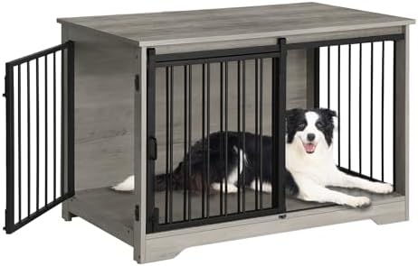 Hzuaneri 39.3" L Dog Crate Furniture Indoor Dog Kennel with Barn Door by Hzuaneri