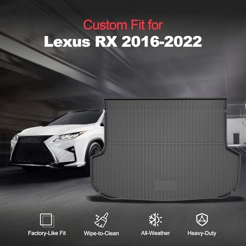 Original RX Cargo Liners for Lexus RX RX350/RX450h 2016-2022 (Not for RX350L & RX450hL) - Custom Fit TPE All Weather Rubber Trunk Liner Odorless Anti-Slip Cargo Mat - Image 2