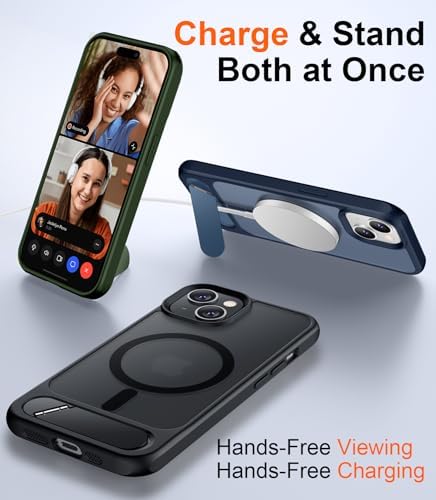 Temdan Compatible with iPhone 14 Case/iPhone 13 Case,[Built-in Invisible Kickstand][Compatible with MagSafe][Military Grade Shockproof] Slim Translucent Matte Phone Case for iPhone 14/13 6.1" - Image 3