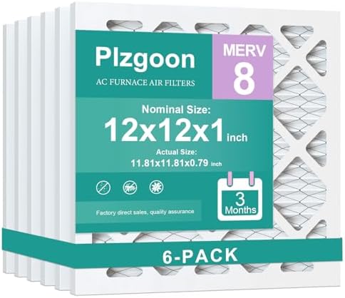 12x12x1 Air Filter MERV 8 Pleated, 6-Pack for AC & Furnace, MPR 600 by Unknown