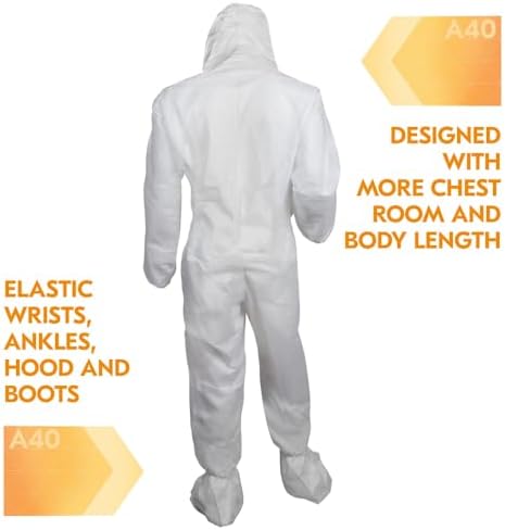 KleenGuard 44336 A40 Elastic-Cuff, Ankle, Hood & Boot Coveralls, White, 3X-Large (Case of 25) - Image 4