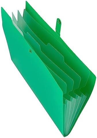 JAM PAPER Slim Expanding File Folder - 5 Pocket Plastic File Folder – Snap Closure - 9 x 11 1/2 - Green - Sold Individually - Image 4