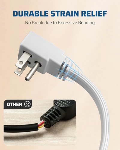 DEWENWILS 1 FT Extension Cord with 3-Prong Flat Plug, 14/3, 3-Pack, White - Image 6