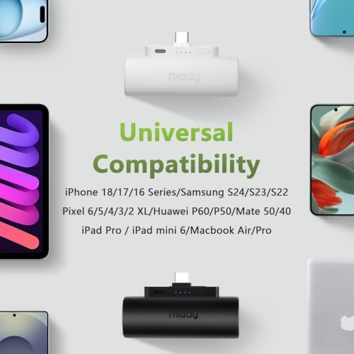 Miady 2-Pack Mini Portable Charger Built-in USB C Connector Small PowerBank - Image 6