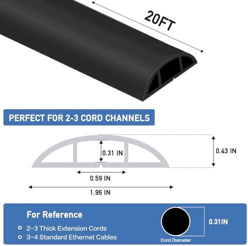 LSGCQ Floor Cord Cover Self Adhesive Cord Hider Floor Cable Management - Image 2