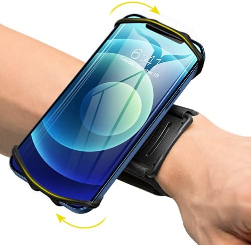 VUP Wristband Phone Holder for Running, 360° Rotatable Forearm Sports Armband for iPhone 17/16/15/14/13/Pro Max/Pro/Mini/12/11/SE 2020/Xs/XR/X/8/7/Plus, Fits All 4-6.7 Inch Smartphones (Black-Small) by VUPDirect