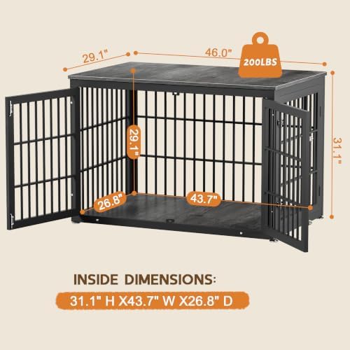 rehomerance 46" Heavy Duty Dog Crate Furniture for Large Dogs - Image 6