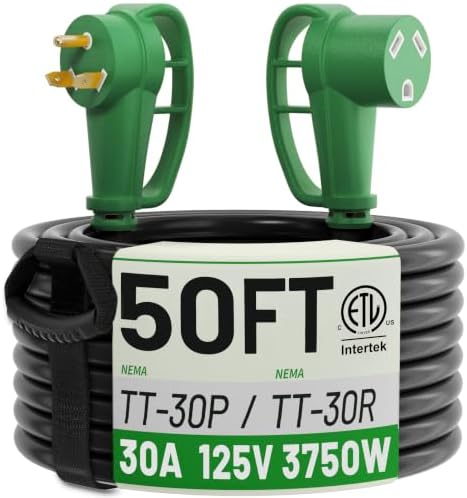 POWGRN 30 Amp RV Extension Cord 50 FT, RV Power Cord 30 Amp Waterproof by POWGRN