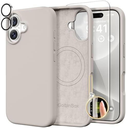 GolbinBox Magnetic for iPhone 17 Case, Silicone Cover, Stone by GolbinBox
