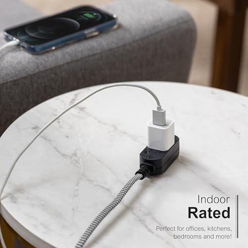 GE Indoor Flat Plug Extension Cord 15 Ft, 3-Outlet Braided Extension Cord - Image 5